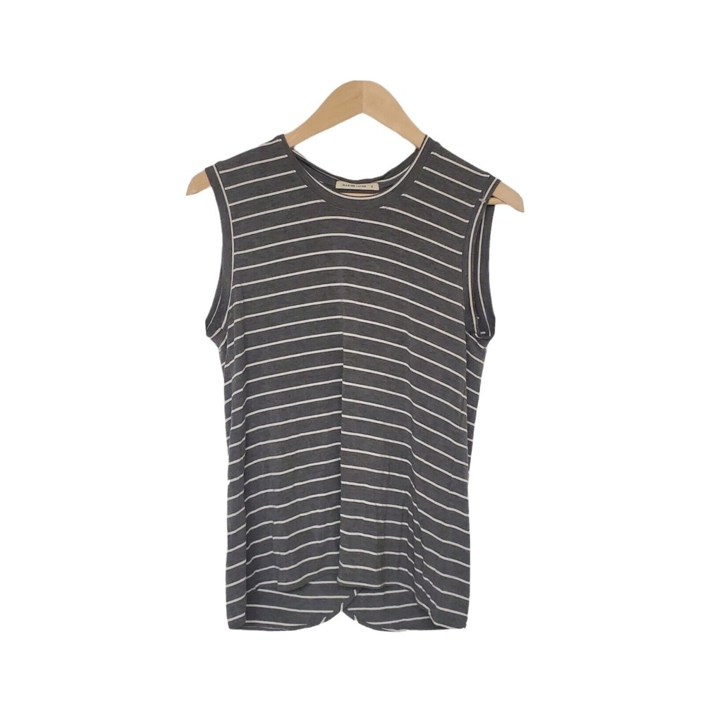 Marine Layer Sz Small Gray Striped Open Tulip Back Modal Tank Top